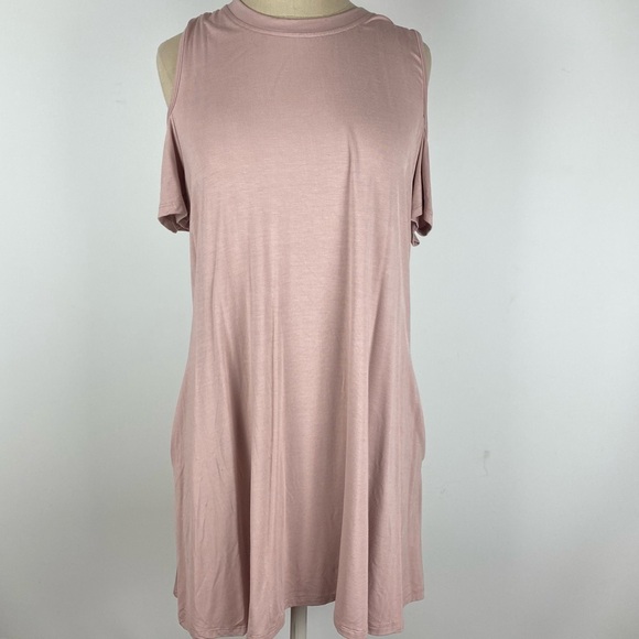 Elan Womens Dress Blush Pink Cold Shoulder S - Picture 2 of 6